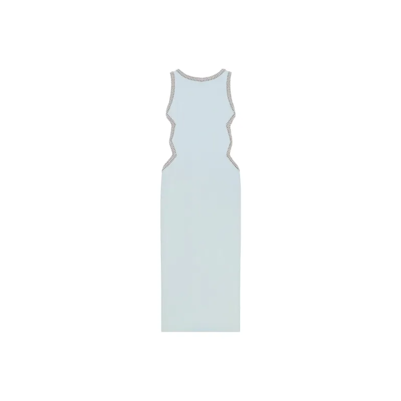 GIVENCHY Evening Dress In Knit With Pearls And Crystals Sleeveless Dress Women's Light Blue-0