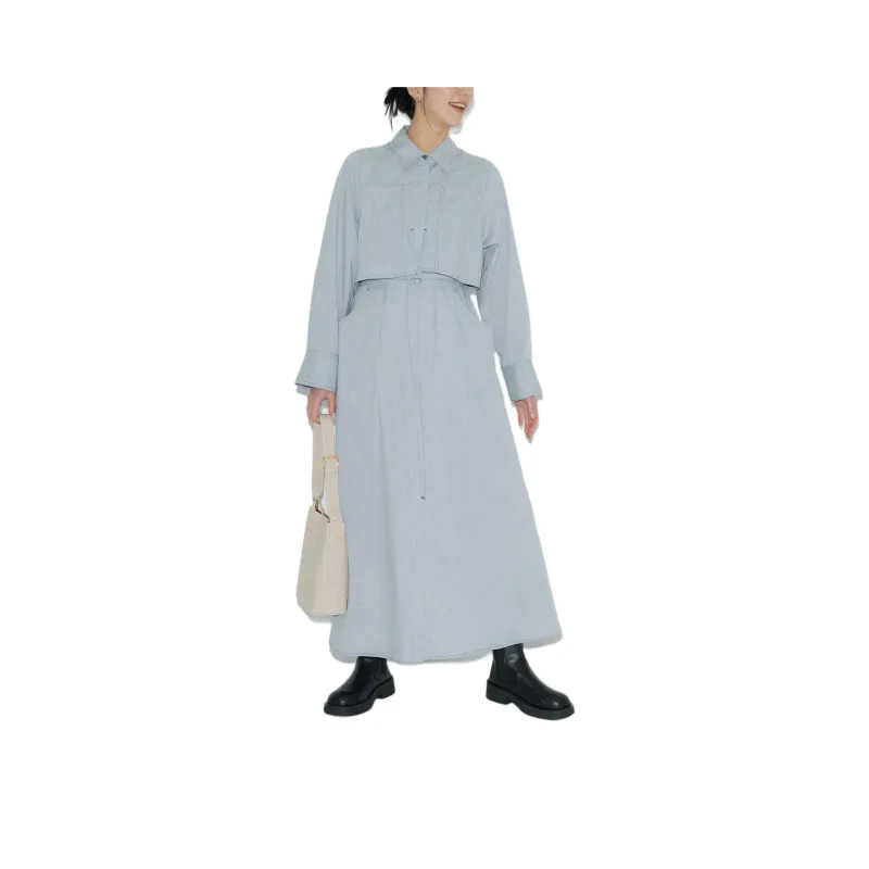 PUBLIC TOKYO SS25 Long Sleeved Dress Women's Light Gray-0