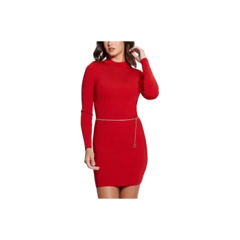GUESS Mariah Open-Back Dress Long-Sleeved Dresses Women's Red