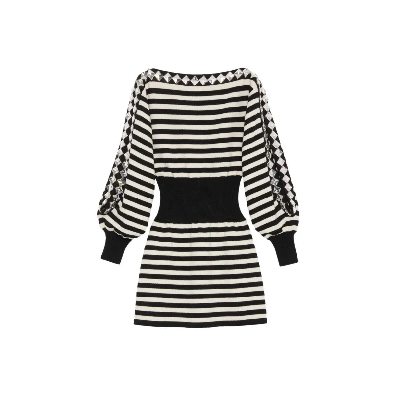 GUCCI Long-Sleeved Dresses Women's Black/White-0