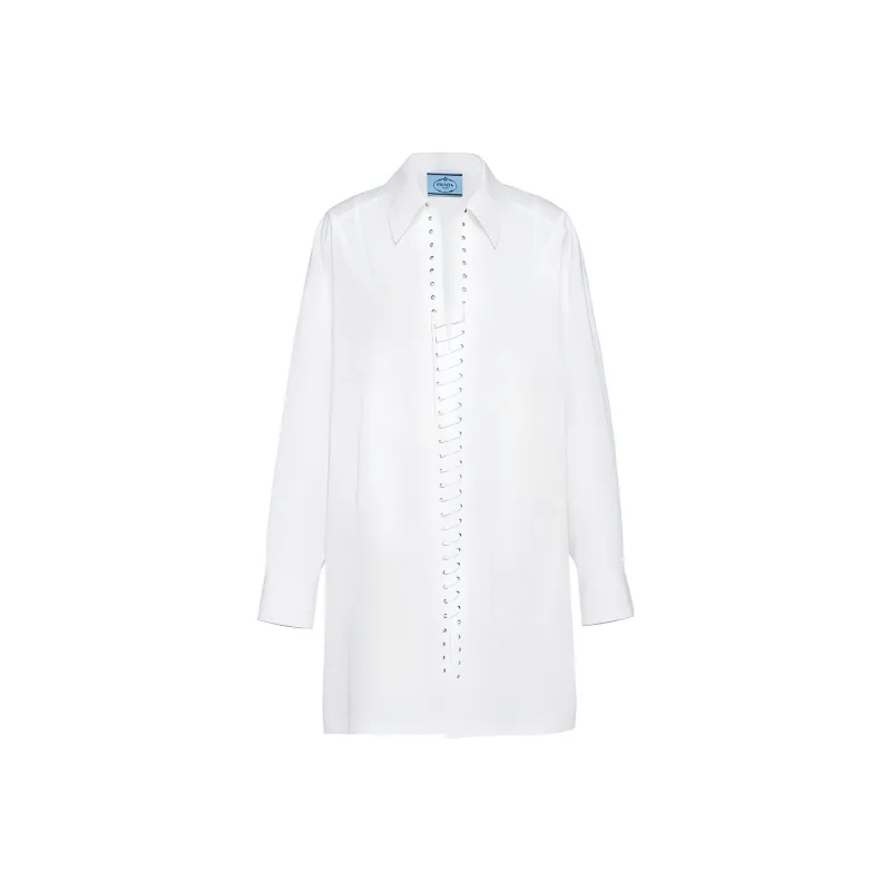 PRADA SS22 Long-Sleeved Dresses Women's White-0