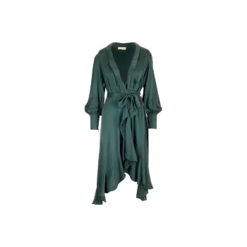 Zimmermann Long-sleeve Wrap Silk Midi Dress