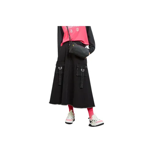 MUGUOGUOMU Denim Long Skirts Women's Black
