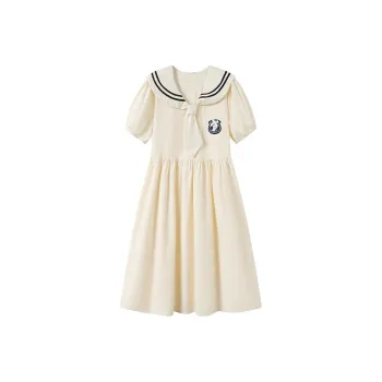 GULIANFEI Short Sleeved Dress Women's Apricot