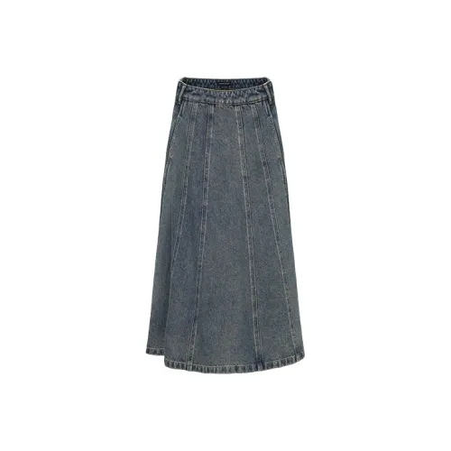 URBAN REVIVO Denim Long Skirt Women's Blue