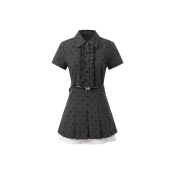 POPO.INFO Short Sleeved Dress Women's Dark Gray