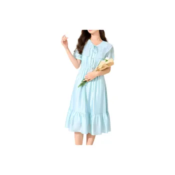 XIANGYING Short-Sleeved Dresses Women's Bay Blue