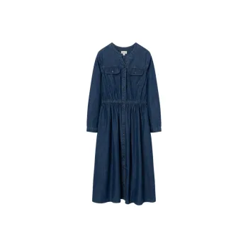 E.land Long Sleeved Dress Women's Dark Denim