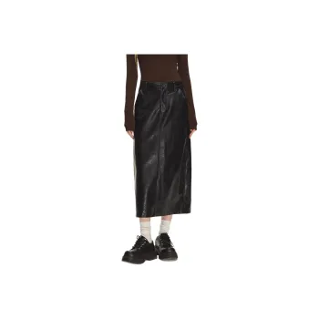 CLIMAX VISION Leather Long Skirts Women's Agate Black