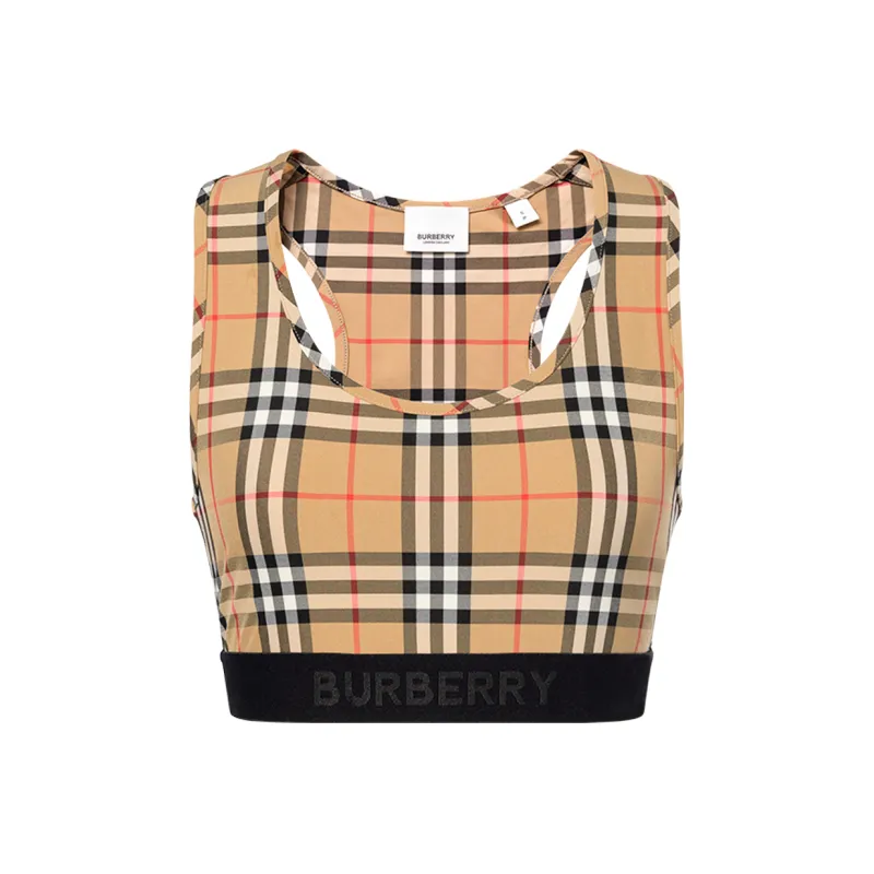 Burberry Logo Detailed Vintage Check Bra Top-0
