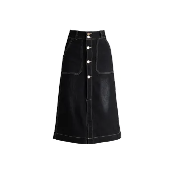 You Cow Me Pants Denim Long Skirts Women's Black
