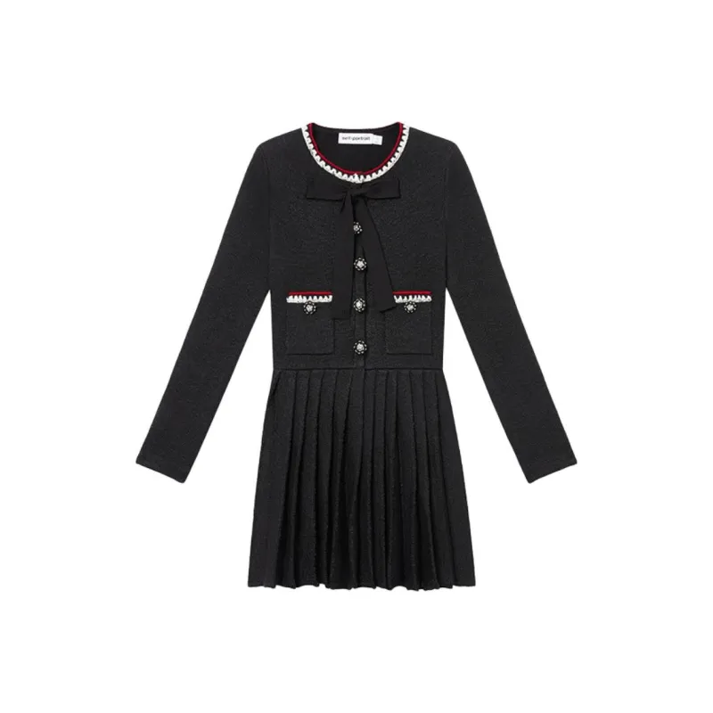 Self portrait Long Sleeved Dresses Women's Classic Black-0