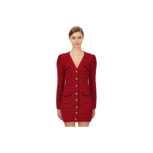 Self portrait Long Sleeved Dress Women's Burgundy