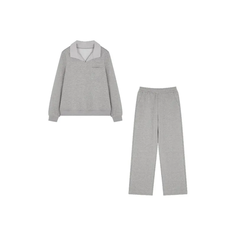 IHIMI Sweatshirt Set Women's Gray-0