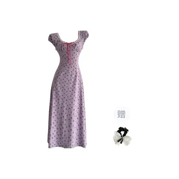 TUSHIFEI Short Sleeved Dress Women's Purple