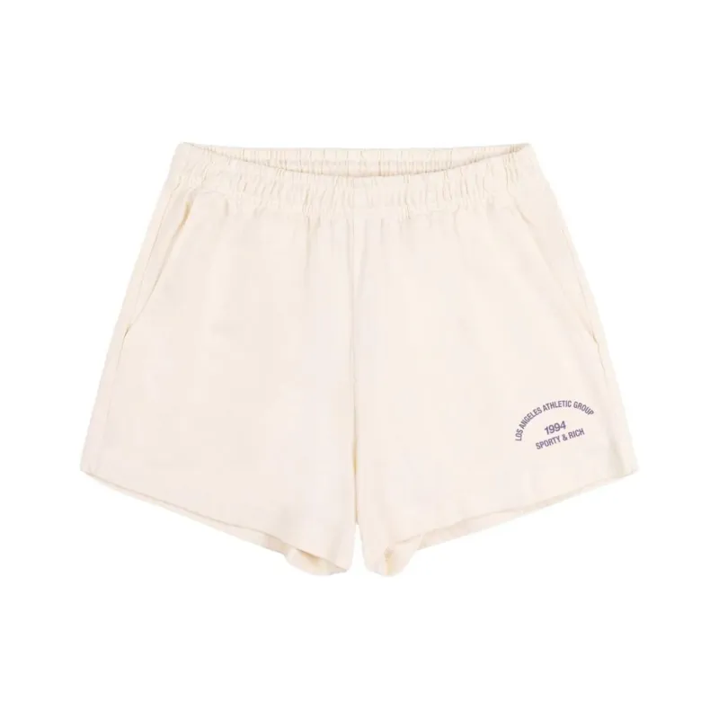 SPORTY & RICH Bardot Slogan print Shorts-0