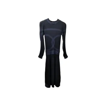 CHANEL Long Sleeved Dresses Women's Blue