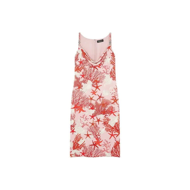 VERSACE Barocco Sea Printed Sleeveless Slip Mini Dress-0