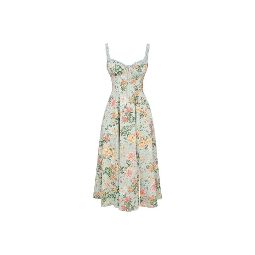 HOUSE OF CB SABRINA Slip Dress Women's LIGHT JADE PRINT/Shallow Jade Base Print