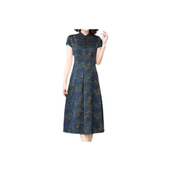 Mapping Short Sleeved Dresses Women's Blue