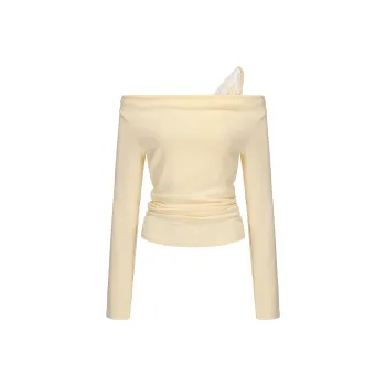 CHIWAWAMEME Crop Tops Women's Custard Mock Two Piece