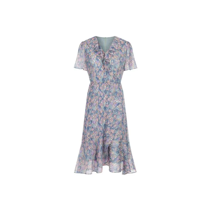 JZ Juzui Short Sleeved Dresses Women's Blossom Pink Green-0