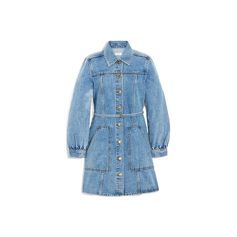 COACH Long-Sleeved Dresses Women's Blue-0