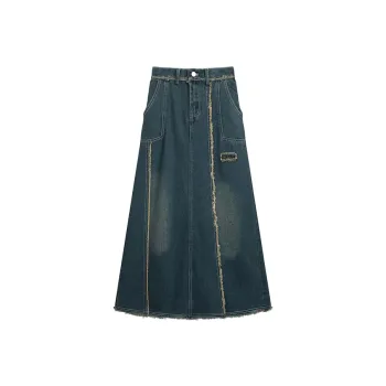 PAIN OR PLEASURE Denim Long Skirts Women's Blue
