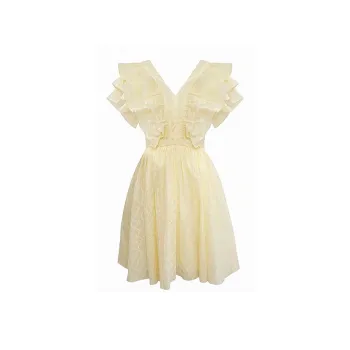 KYKW Short Sleeved Dress Women's Yellow