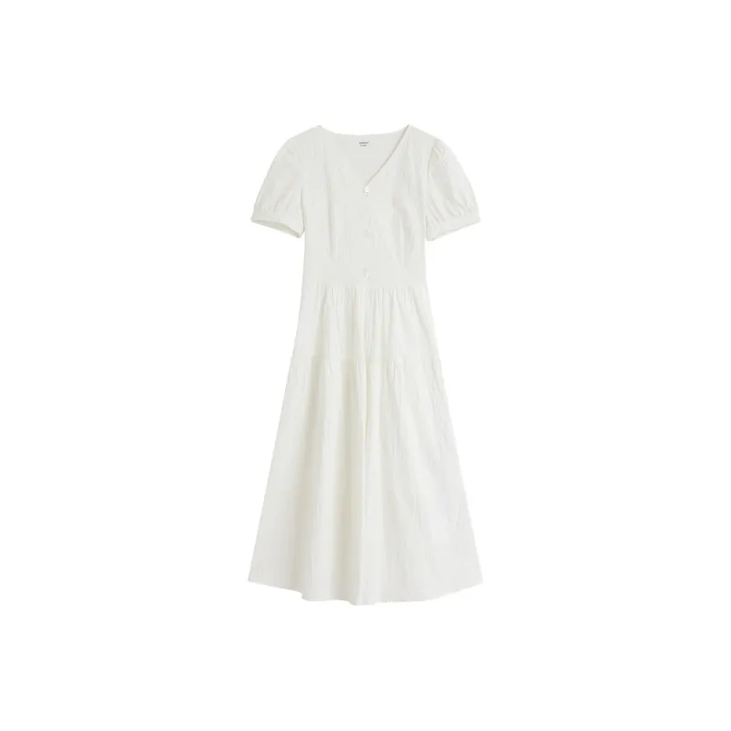 Inman Short Sleeved Dress Women's Pearl White-0