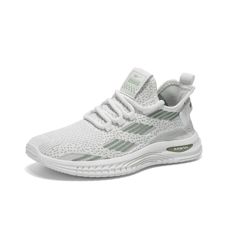 Binary Lightweight, Breathable, And Slip Resistant Low Top Casual Shoes Men's White Green-2