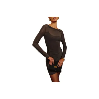REFORMATION Reese Knit Dress Long-Sleeved Dresses Women's Gray