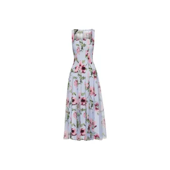 Oscar De La Renta Poppy-print Midi Dress