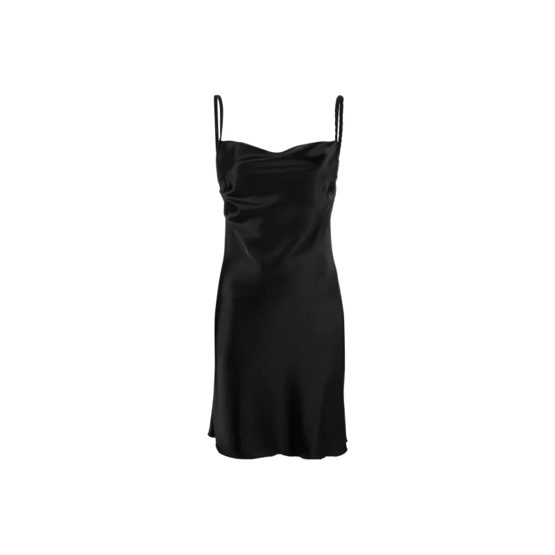 NANUSHKA Merva Square Neck Satin Mini Dress-0