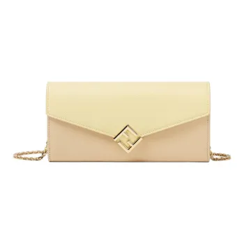 FENDI FF Diamonds Series Calfskin Wallet, Shoulder Bag Women's Yellow