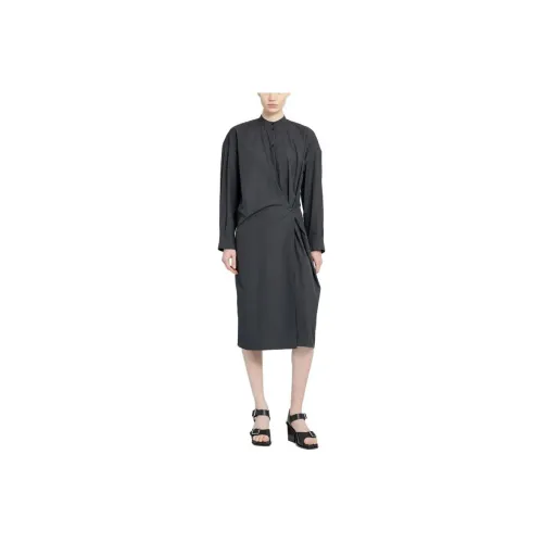 Lemaire Officer Collar Twisted Dress 'Squid Ink'