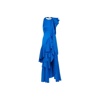 Alexander McQueen Ruffled Drape Silk Dress
