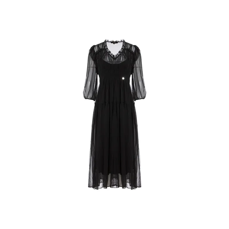 BESIONIA SS23 Long Sleeved Dresses Women's Black-0