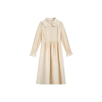 ZIHAN Long-Sleeved Dresses Women's Beige Gold