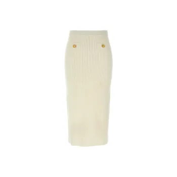 Alessandra Rich Rear Slit Ribbed Midi Skirt