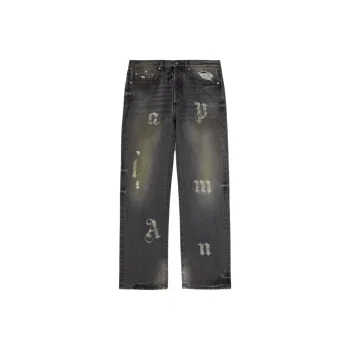 PALM ANGELS Logo Printed Straight Leg Jeans