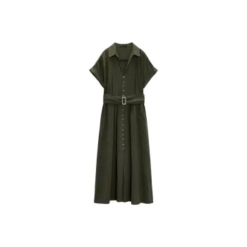 ZARA Short-Sleeved Dresses Women's Khaki