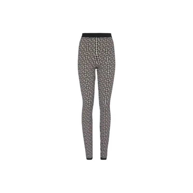 BALMAIN Monogram-print High-waisted Leggings-0