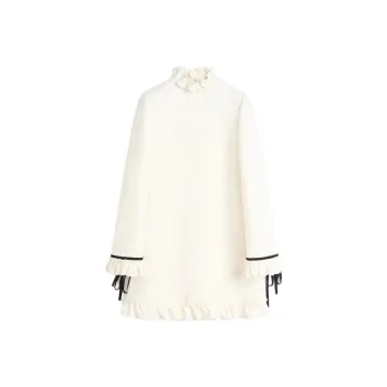 Valentino Ruffled Mock Neck Mini Dress