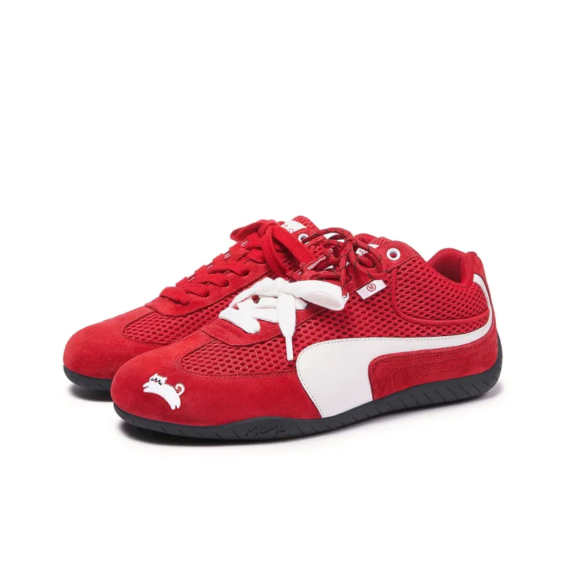 MASONONCE Racing Shoes, German Army Trainers Breathable And Lightweight Low Top Casual Shoes Unisex Red-2
