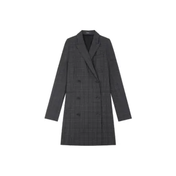 THEORY Long-Sleeved Dresses Women's Plaid Mixed Color