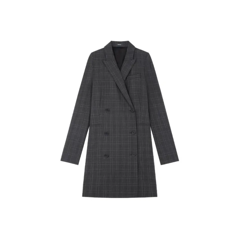 THEORY Long-Sleeved Dresses Women's Plaid Mixed Color-0