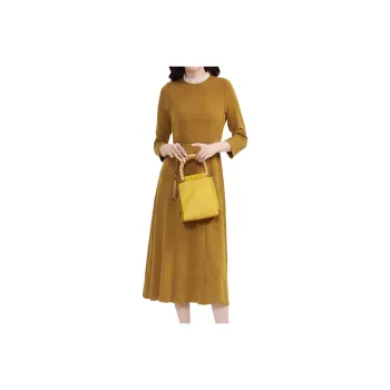 Mapping Long Sleeved Dresses Women's Yellow
