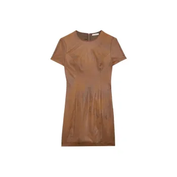 GUESS Eco Sveva Faux-Leather Icon Dress Short-Sleeved Dresses Women's Brown
