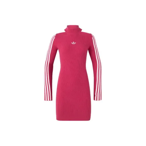 Adidas Originals Premium Knit Dress Long Sleeved Dresses Women's Magenta